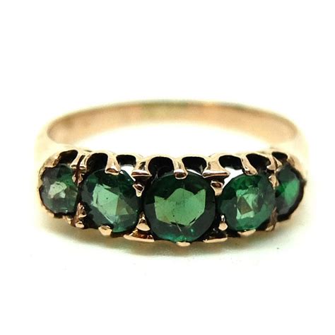 Antique Victorian Green Demantoid Garnet 9ct Rose Gold Ring Antique