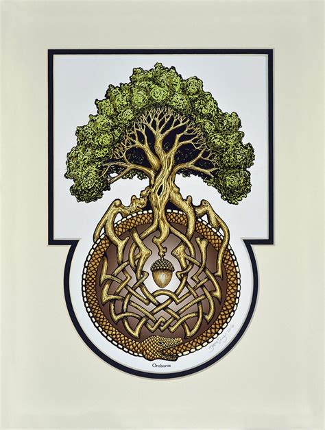 Ouroboros Tree Digital Art Print Great Oak Acorn