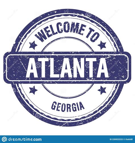 Welcome To Atlanta Georgia Words Written On Blue Stamp Stock