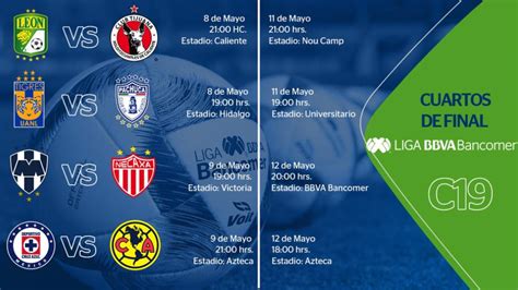 Juegos de dar toques de balón, juegos de penaltis y ¡muchos más! Definidos los horarios de la liguilla del Clausura 2019 ...