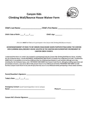 Bounce House Waiver Form Fill Out And Sign Printable Pdf Template