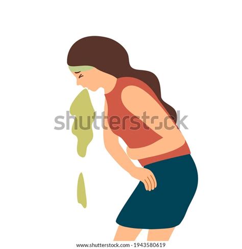 Woman Suffering Vomit Flat Design Nausea Stock Vector Royalty Free