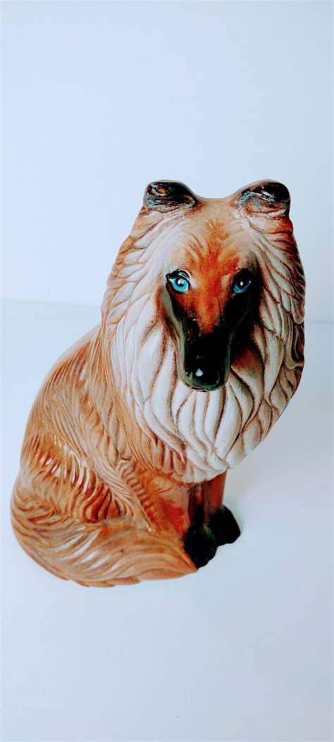 Vintage Collie Dog Beautiful Ceramic Bisque Lassie Figurine Statue