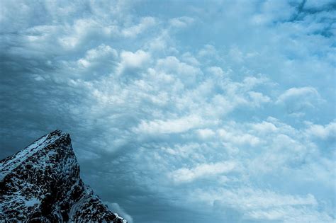 Detail Of Mountain Top And Storm Clouds Reine Lofoten Norway Digital