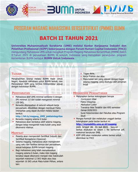 Program Magang Mahasiswa Bersertifikat (PMMB) BUMN Batch II Tahun 2021