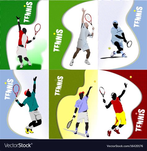 Poster Tennis Player Colored For Designers Vector Image