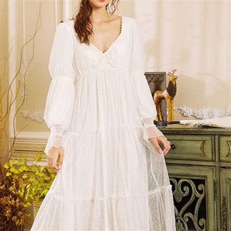 White Vintage Victorian Cotton Nightgown Chemise Edwardian Etsy