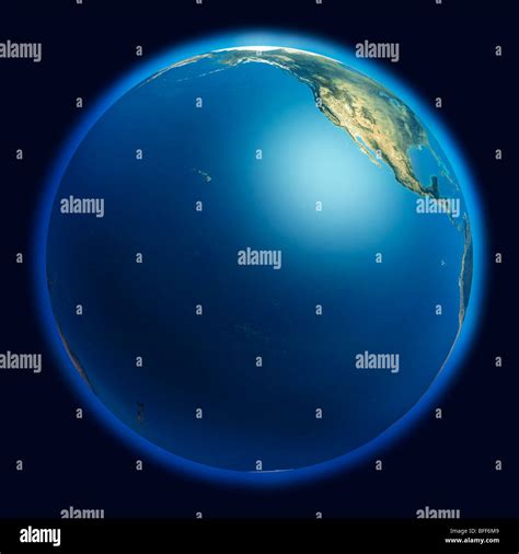 Earth Globe From Space Showing The Pacific Ocean Stock Photo Alamy