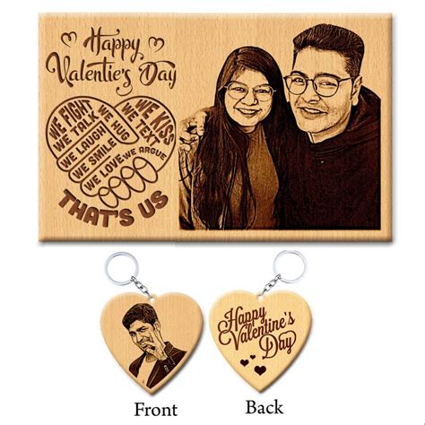 Valentine Combo Wooden Personalized Engraved Frame And Keychain T At
