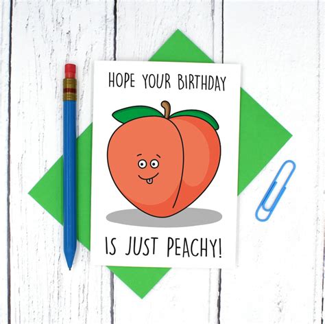 Cheeky Peach Pun Birthday Card Birthday Cards Funny Birthday Cards