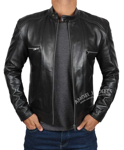 Mens Cafe Racer Jacket Black Real Lambskin Leather Jacket In Australia