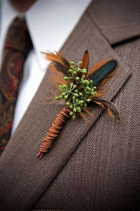 Boutonnieres Boutonniere Wedding Fall Feather Boutonniere Groom