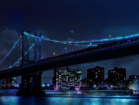 1080p Free Download Bridges Bridge Blue City Light Manhattan