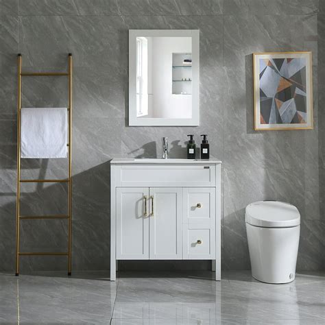 Wonline 32 Bathroom Vanity Base And Integrated Ceramic Sink Top Free