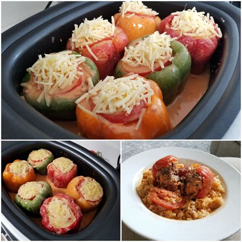 Slow Cooker Stuffed Peppers With A Creamy Tomato Sauce Rslowcooking
