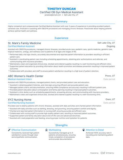 5 Ob Gyn Medical Assistant Resume Examples Guide For 2024