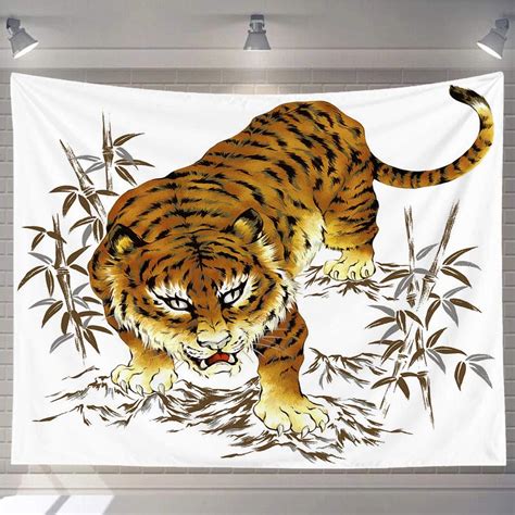 Amazon Com Ottosun Tiger Tapestry Wall Hanging Mighty Japanesque Tiger