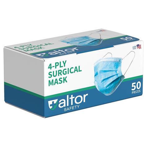 Altor Safety Surgical Mask With No Nose Wire 62232nw 4 Ply Astm Level