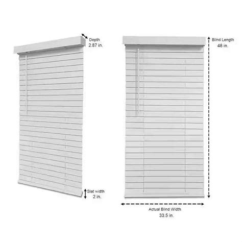 White Cordless Faux Wood Blinds For Windows W 2 In Slats 34 In W X