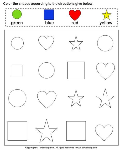 Download And Print Turtle Diarys Identify Shapes And Color Them