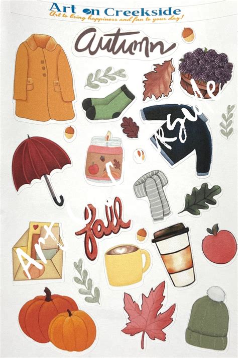 Fall And Autumn Stickers Sheet To Add Fun To Journals Etsy Autumn