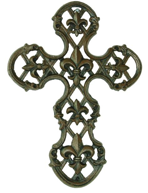 Created from traditional design and style, this cast iron wall cross looks bold and aged. Cast Iron Fleur De Lis Wall Cross Rustic Home Decor | eBay