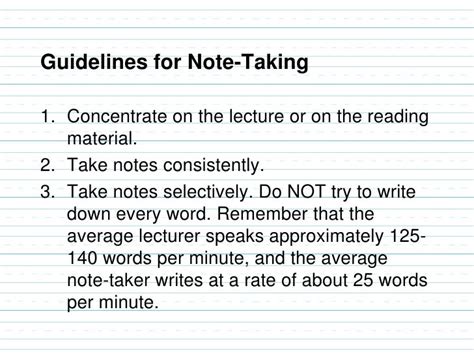 Effective Note Taking