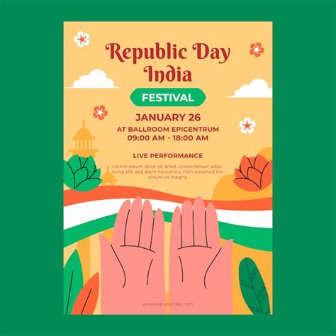 Free Vector Flat Vertical Poster Template For Indian Republic Day
