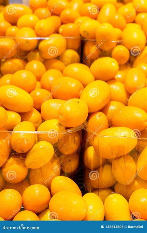 Citrus Japonica Or Kumquat Small Orange Sweet Tropical Fruit Stock