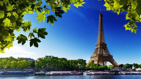 Paris Eiffel Tower France River Beach Trees 1920x1080 Hd