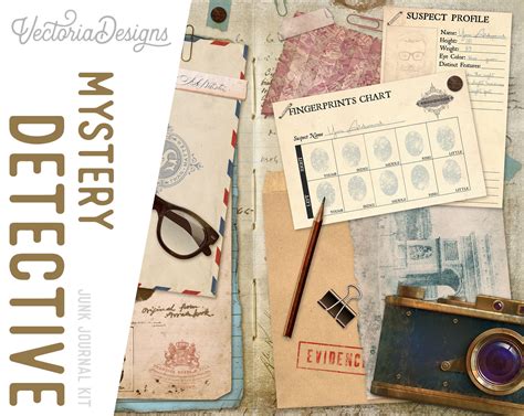 Mystery Detective Junk Journal Kit Printable Junk Journal Etsy