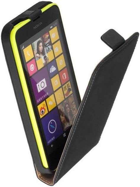 Nokia Lumia 635 Leder Flip Case Hoesje Zwart