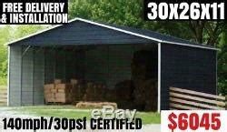 How to set posts to build a pole barn yourself diy. Metal Building Carport Rv Cover Pole Barn Steel Garage ...