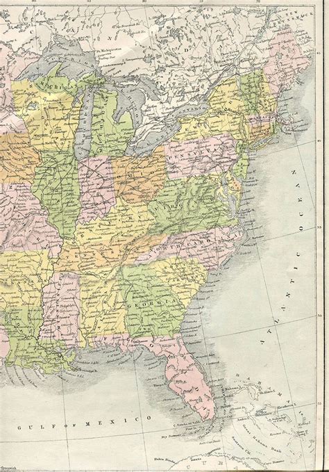 Vintage Map Eastern Usa Old Maps Antique Maps Vintage Prints Vintage