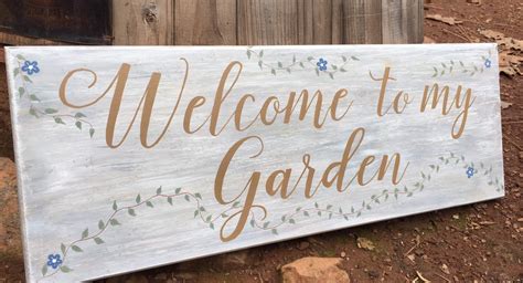 Welcome Garden Wood Signgarden Decorwelcome To My Garden Etsy