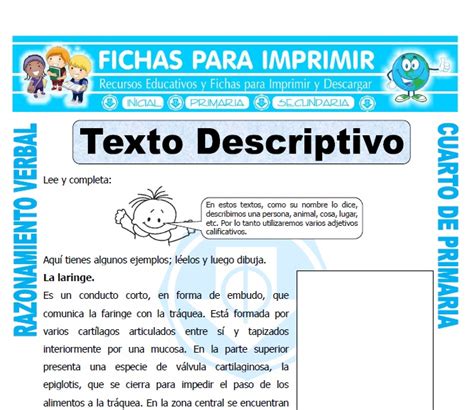 Ejemplo De Texto Descriptivo Para Niños De Primaria Texto Descriptivo