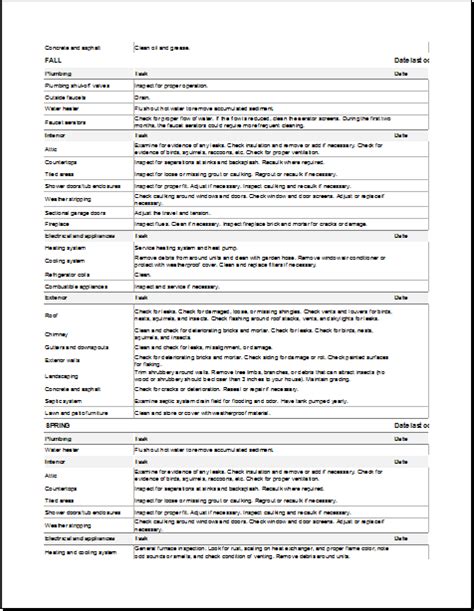 Building Maintenance Checklist Template Word And Excel Templates