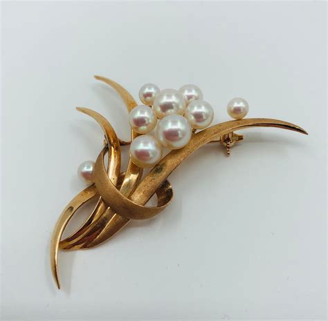 A Vintage 14ct Gold Pearl Brooch Etsy