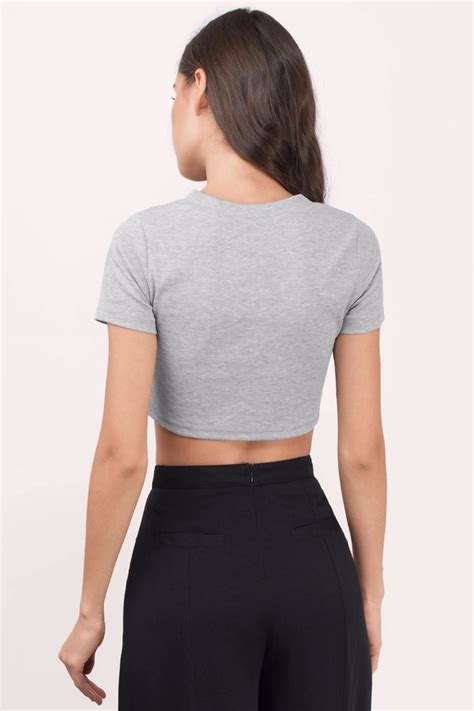 Cute Heather Grey Crop Top Grey Top Ribbed Top Heather Grey Top