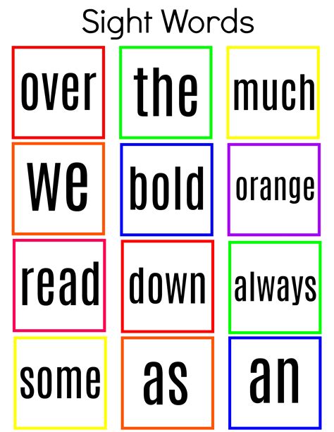 Common Sight Words Printable Kindergarten To Grade One — Thrifty