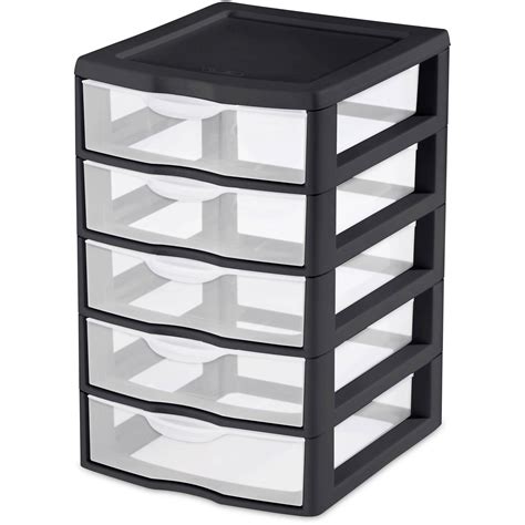 4 X Sterilite Small 5 Drawer Unit Box Storage Plastic Black Ebay