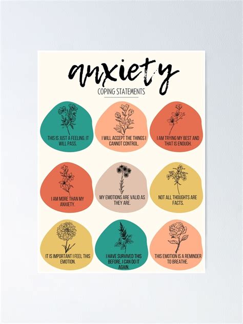 Anxiety Coping Skill Statements For Mental Health Poster For Sale By