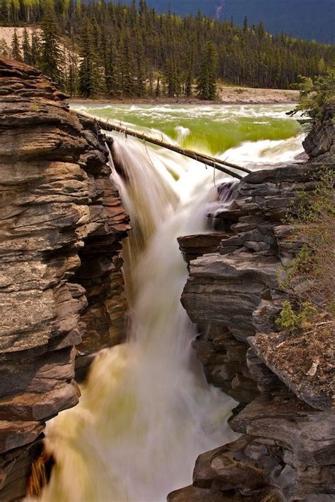 Athabasca Falls Jasper Alberta Canada Waterfall Places To Travel