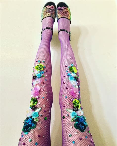Plum Floral Sequin Tights Etsy