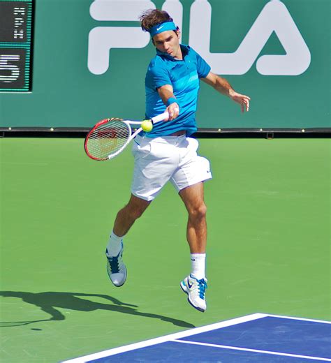 With his straight arm, he makes contact infront of his a straight arm forehand with heavy top spin is still more in front than a bent arm forehand with. federer forehand