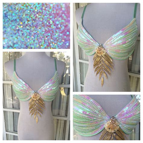 mint sea fan mermaid bra rave outfit 36c 34d by seagypsycouture on etsy