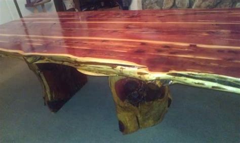 custom  edge cedar dining table set  cedar furniture