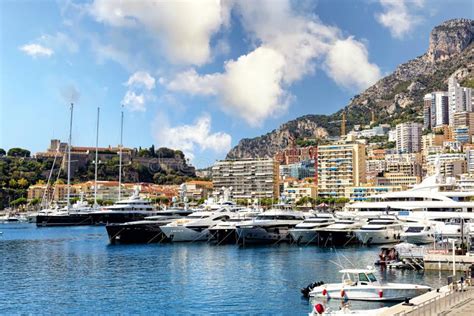 Monaco Port Monte Carlo Coastal View With Luxury Yachts And Boats