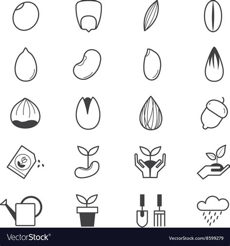 Seeds And Gardening Icons Line Royalty Free Vector Image