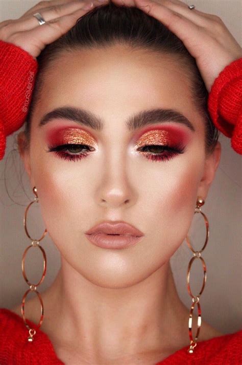 Red Makeup Looks Red Eye Makeup Dramatic Makeup Beauty Makeup Gold Makeup Light Makeup
